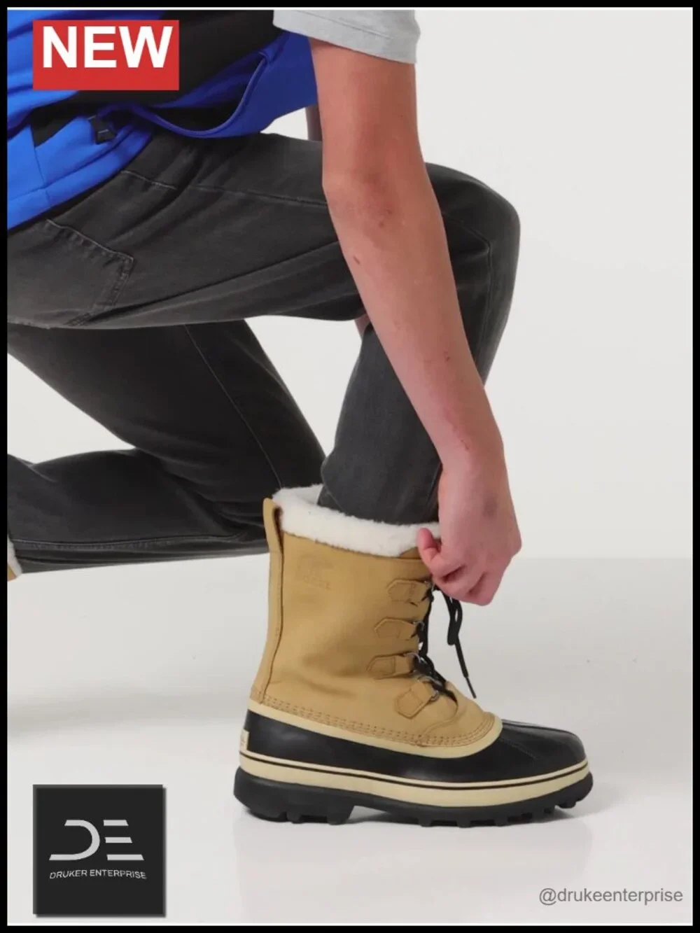 Waterproof Leather Lace-Up Mid-Calf Winter Boots Snow